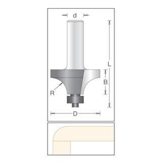 Μαχαίρι Ρούτερ Στρογγύλι 1/4 για Corian