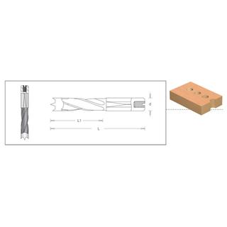 Dowel Drill Double Flute 8mm Shank L 55.5